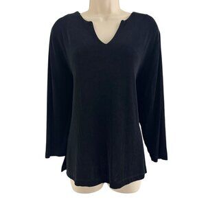 Chico's Travelers Black 3/4 Sleeve Tunic Top Size 3 = XL/16 Stretch Shirt Blouse